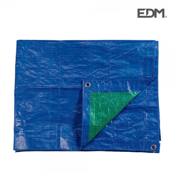 Toldo polietileno de doble cara color azul/verde, densidad 90 g / m², 6 x 10 m
