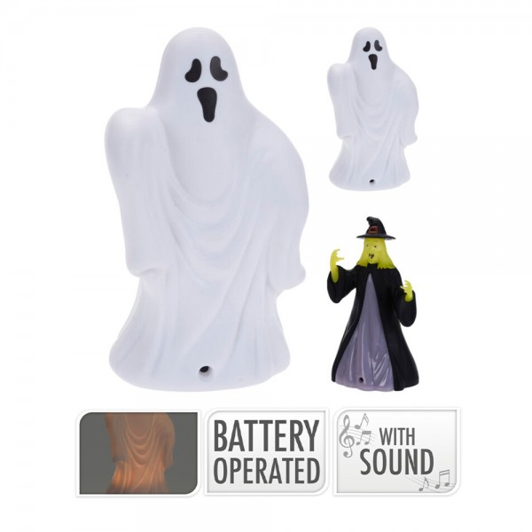 Figura halloween con led y sonido, modelos variados, 14 cm