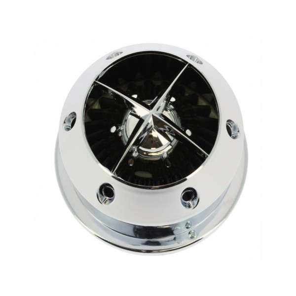 Filtro de Aire Universal para Coche Incluye 4 Adaptadores 60mm 65mm 70mm 77mm Color Cromado