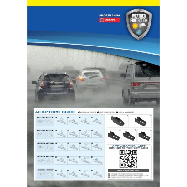Escobilla Limpiaparabrisas para Coche Modelo Aquan48 Ultra Flex Series 19" 48 cm 1 Unidad con 8 Adaptadores