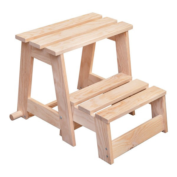 Escalera taburete de madera, 2 peldaños. astigarraga