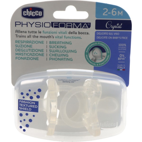 Chupete Silicona Chicco Physioforma Crystal 2 - 6 Meses 2 Unidades