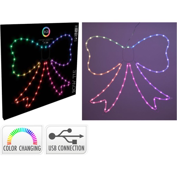 Lazo rgb 71 leds, multifunción, interior, 55 x 60 cm