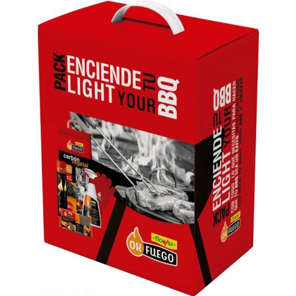 Pack enciende tu barbacoa, ok fuego, 28,5 x 19 x 35,5 cm