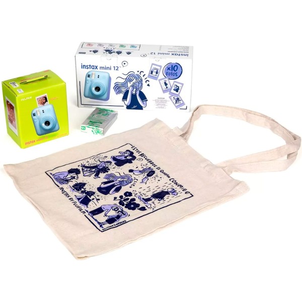Fujifilm kit blossom instax mini 12 pastel blue / cámara instantánea