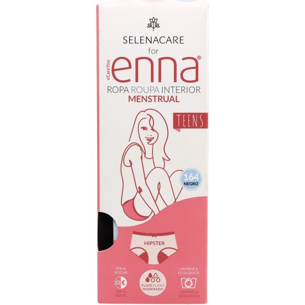 Enna Period Panty Teen Braga Menstrual Adolescente Flujo Moderado Negro Talla 164