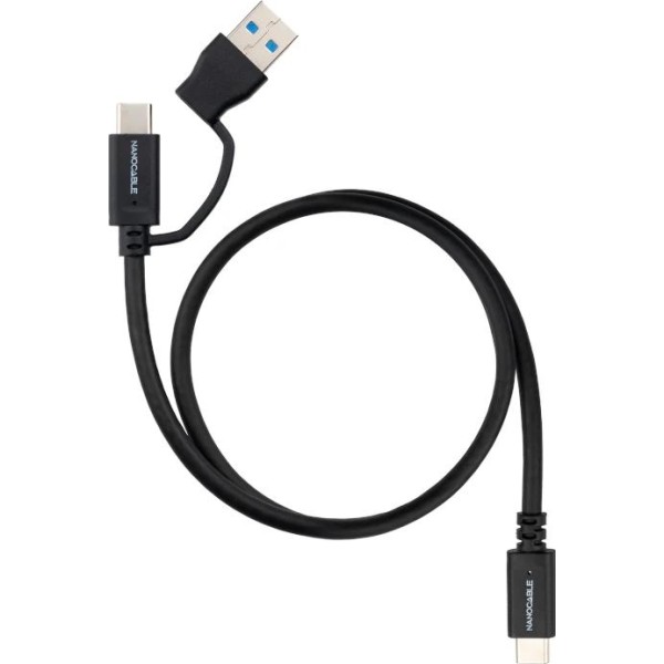 Nanocable cable usb-c+usb-a/usb-c 3.2 gen2 1 m